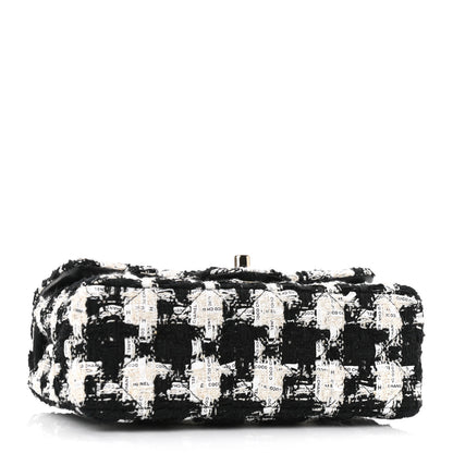 Chanel Tweed Quilted Mini Rectangular Flap Black Ecru White 4 of 11