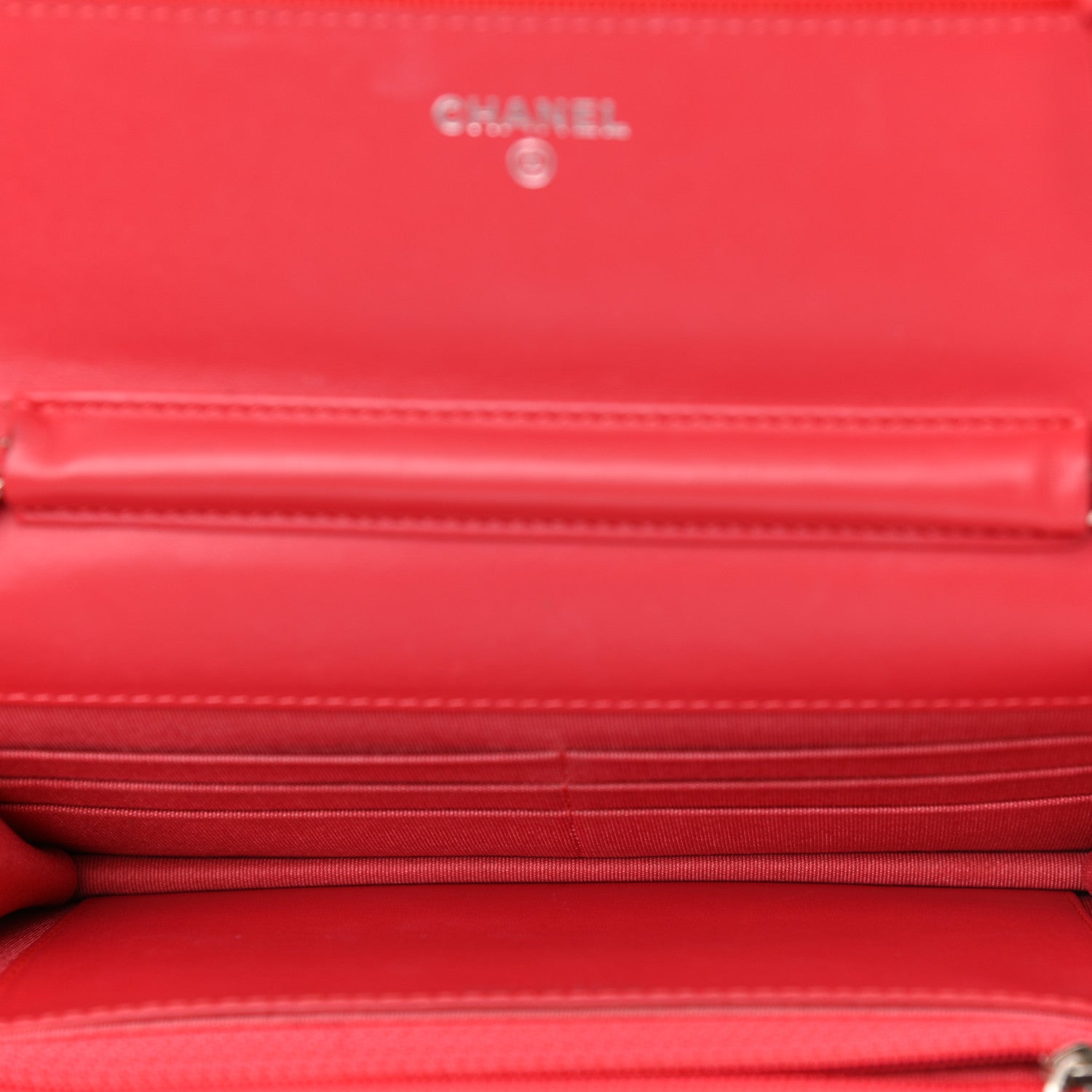 Chanel Patent Quilted Wallet On Chain WOC Red 5 of 11