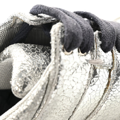 Chanel Metallic Crackled Calfskin CC Sneakers 36 Silver Black Navy 11 of 14