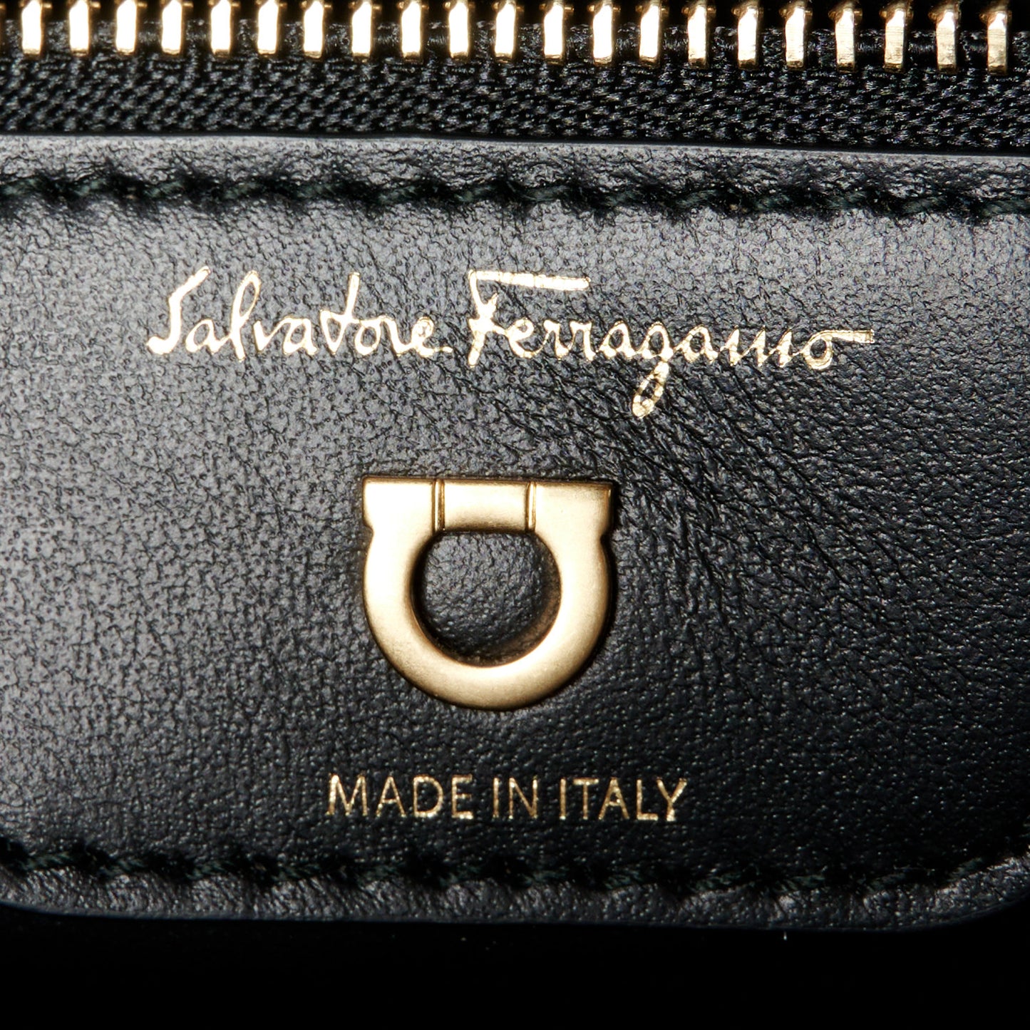 Calfskin Quilted Gancini Medium Flap Bag Black