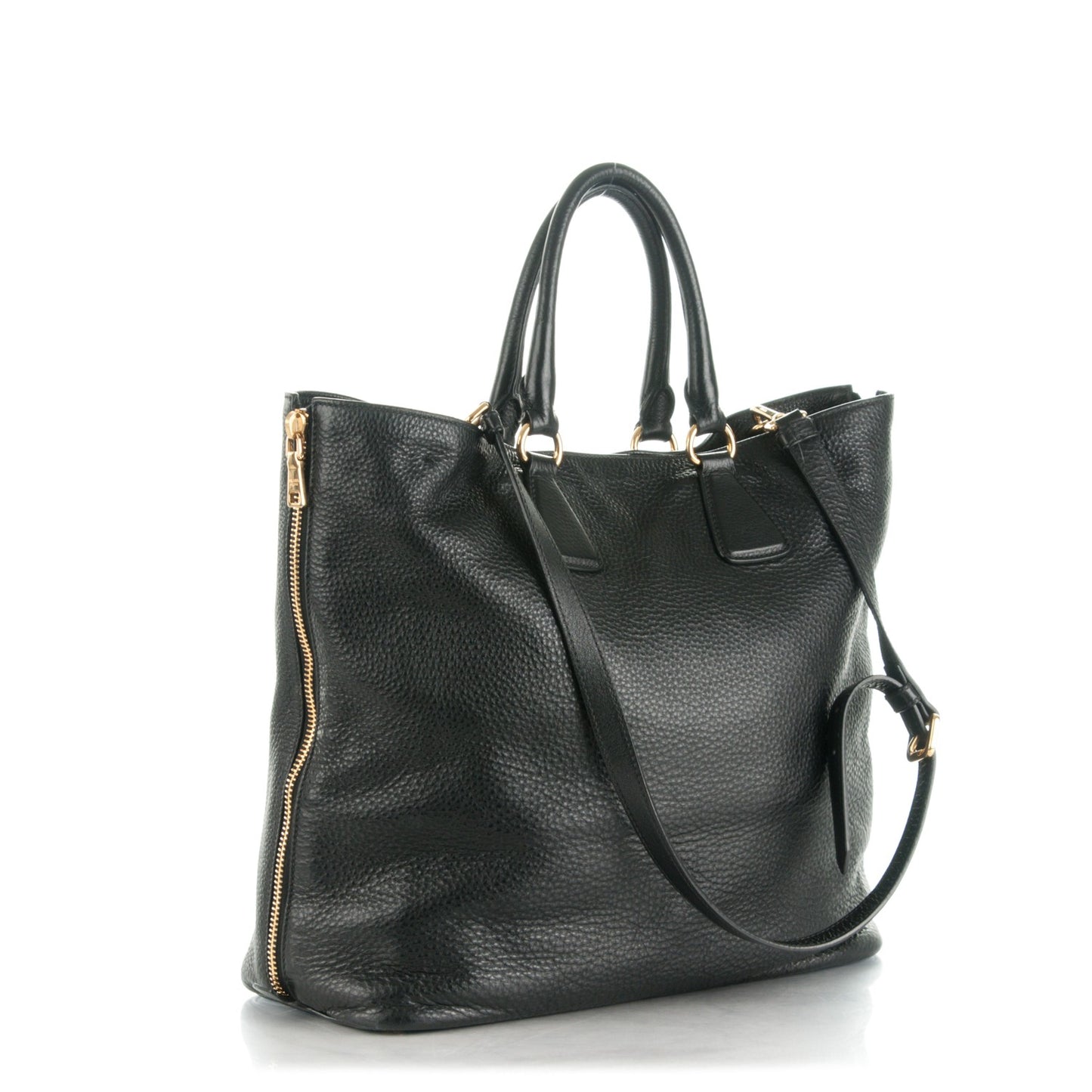 Cervo Deerskin Side Zip Tote Nero Black
