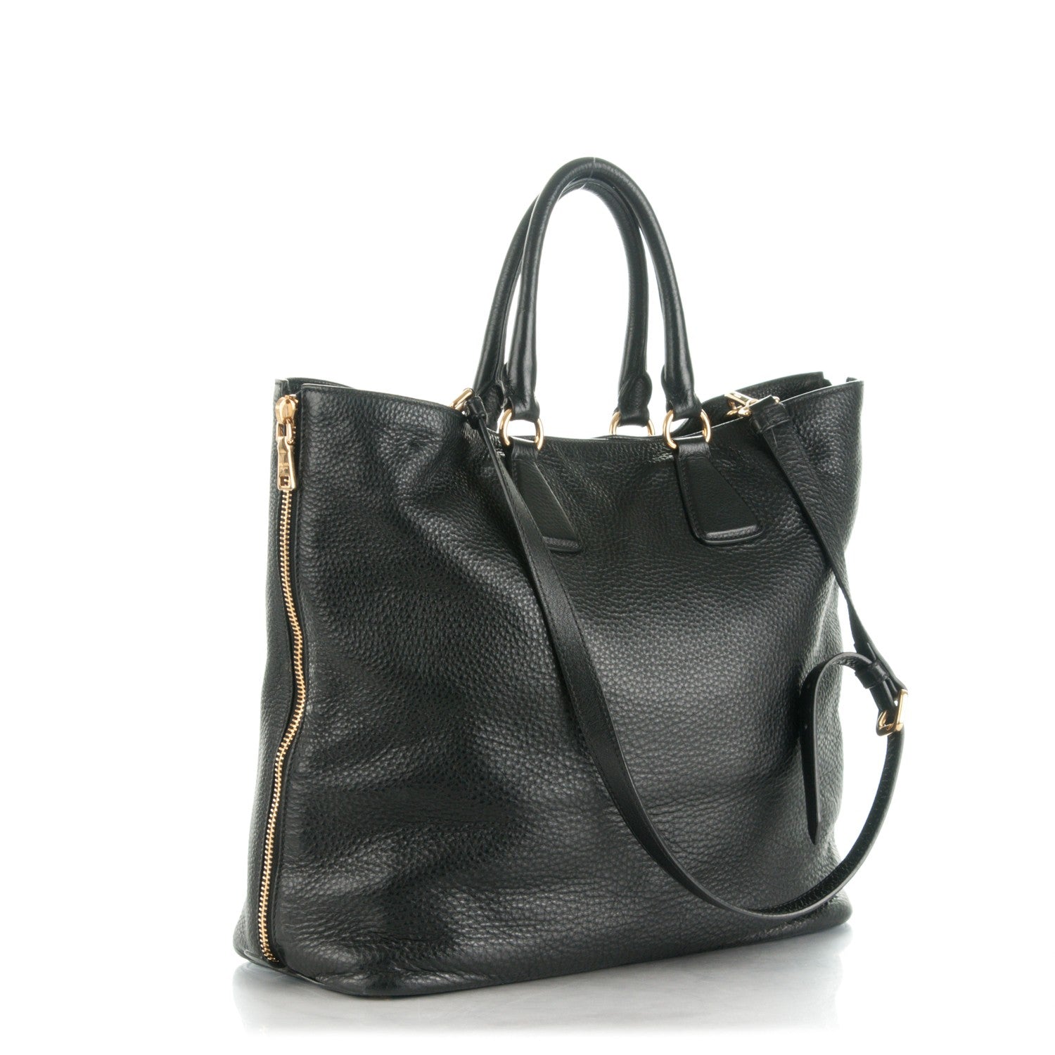 Prada Cervo Deerskin Side Zip Tote Nero Black 4 of 12