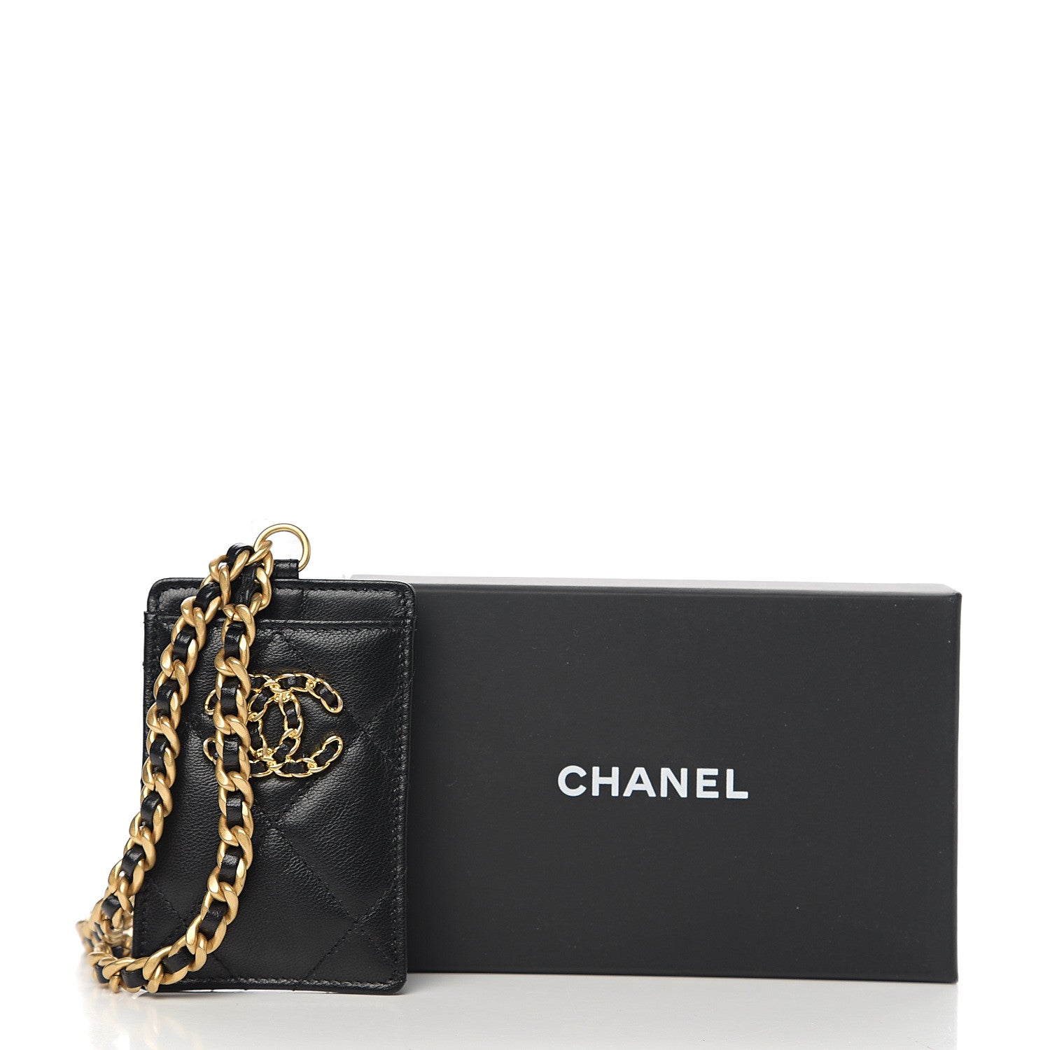 Chanel Goatskin Quilted 19 Card Holder On Chain Black 7 of 7