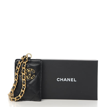 Chanel Goatskin Quilted 19 Card Holder On Chain Black 7 of 7