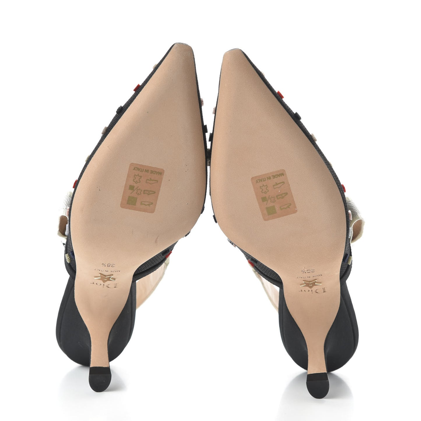 Mesh Ribbon Velvet Mini Dot J'Adior Slingback 65mm Pumps 38.5 Black Multicolor