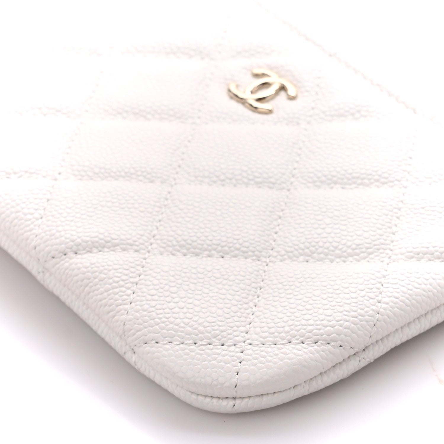 Chanel Caviar Quilted Small Cosmetic Case White 10 of 11