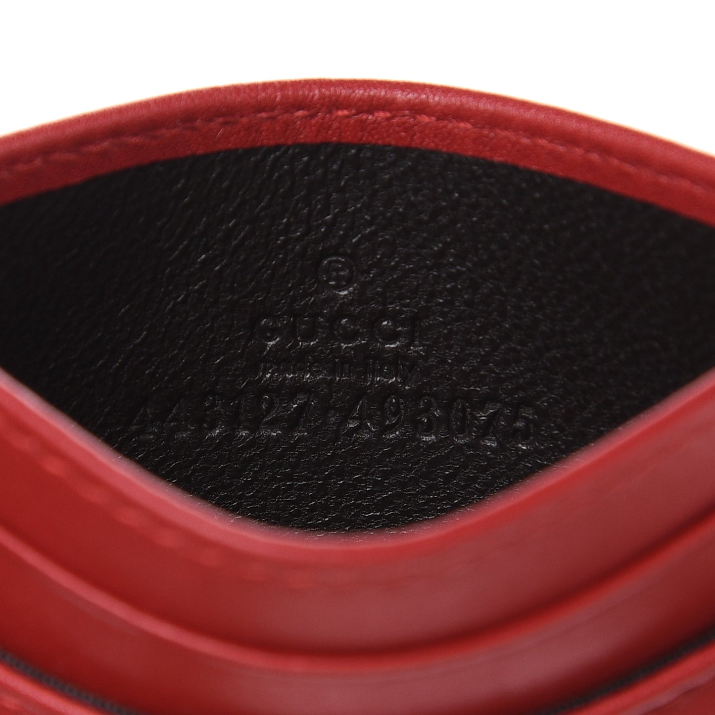 Calfskin Matelasse GG Marmont Card Holder Hibiscus Red