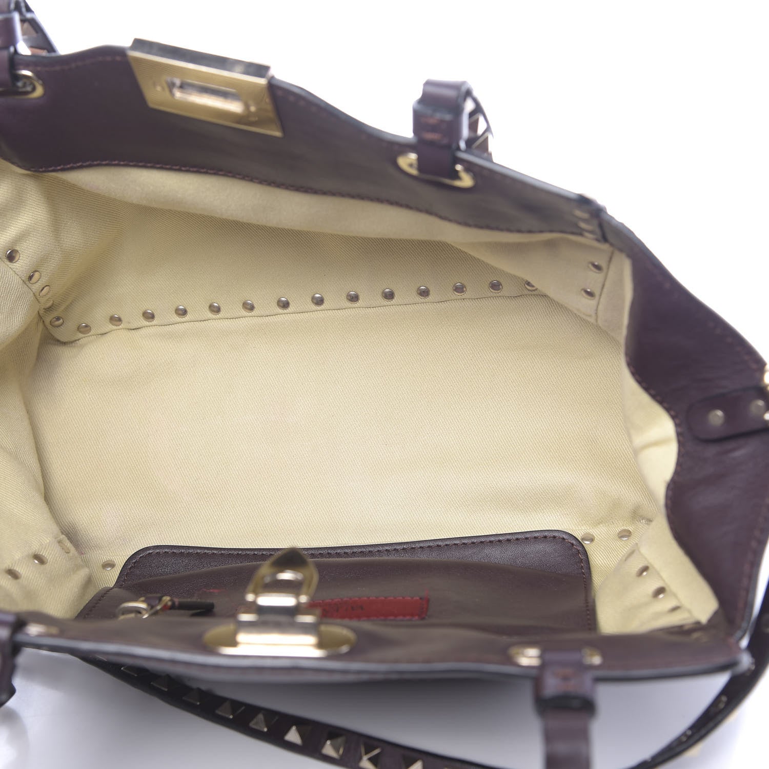 Valentino Garavani Vitello Small Rockstud Tote Griotte 5 of 14