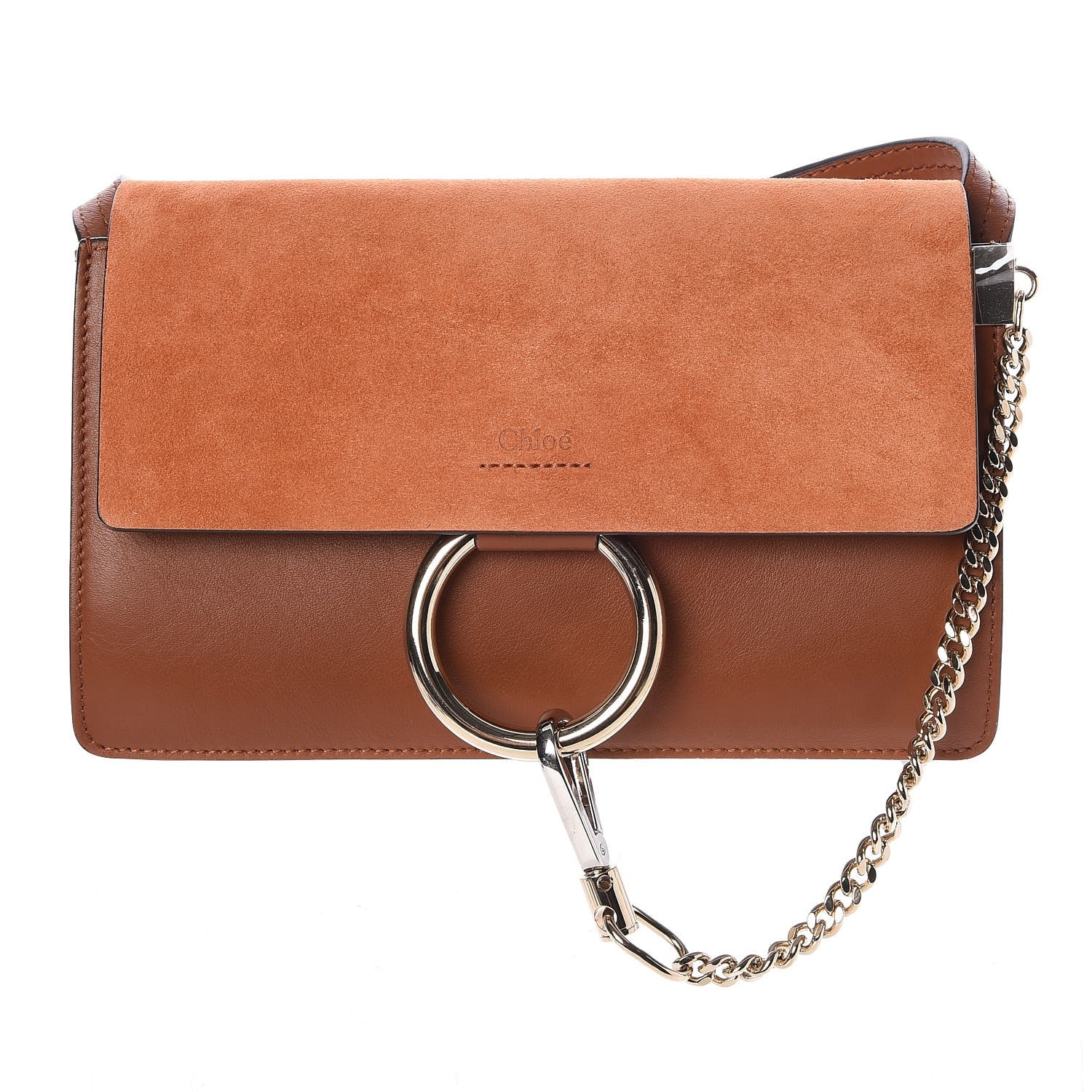 Chloe Suede Calfskin Small Faye Shoulder Bag Tobacco 1 of 6
