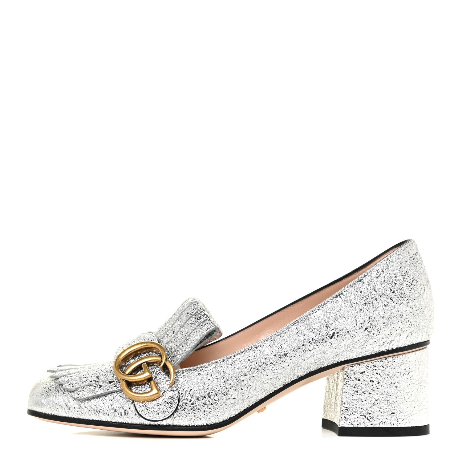 Gucci Galassia GG Marmont Fringe 50mm Loafer Pumps 36.5 Argento 1 of 11