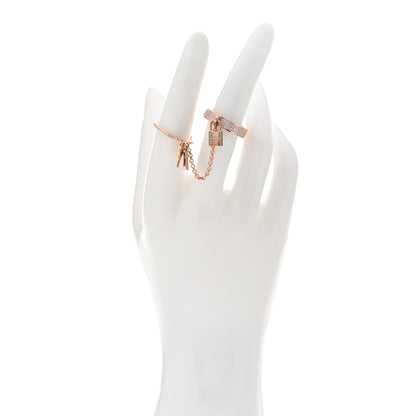 Hermes 18K Rose Gold Diamond Kelly Clochette Double Ring 55 7.25 2 of 5