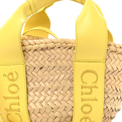 Chloe Raffia Smooth Calfskin Small Sense Basket Daffodil Yellow 7 of 9