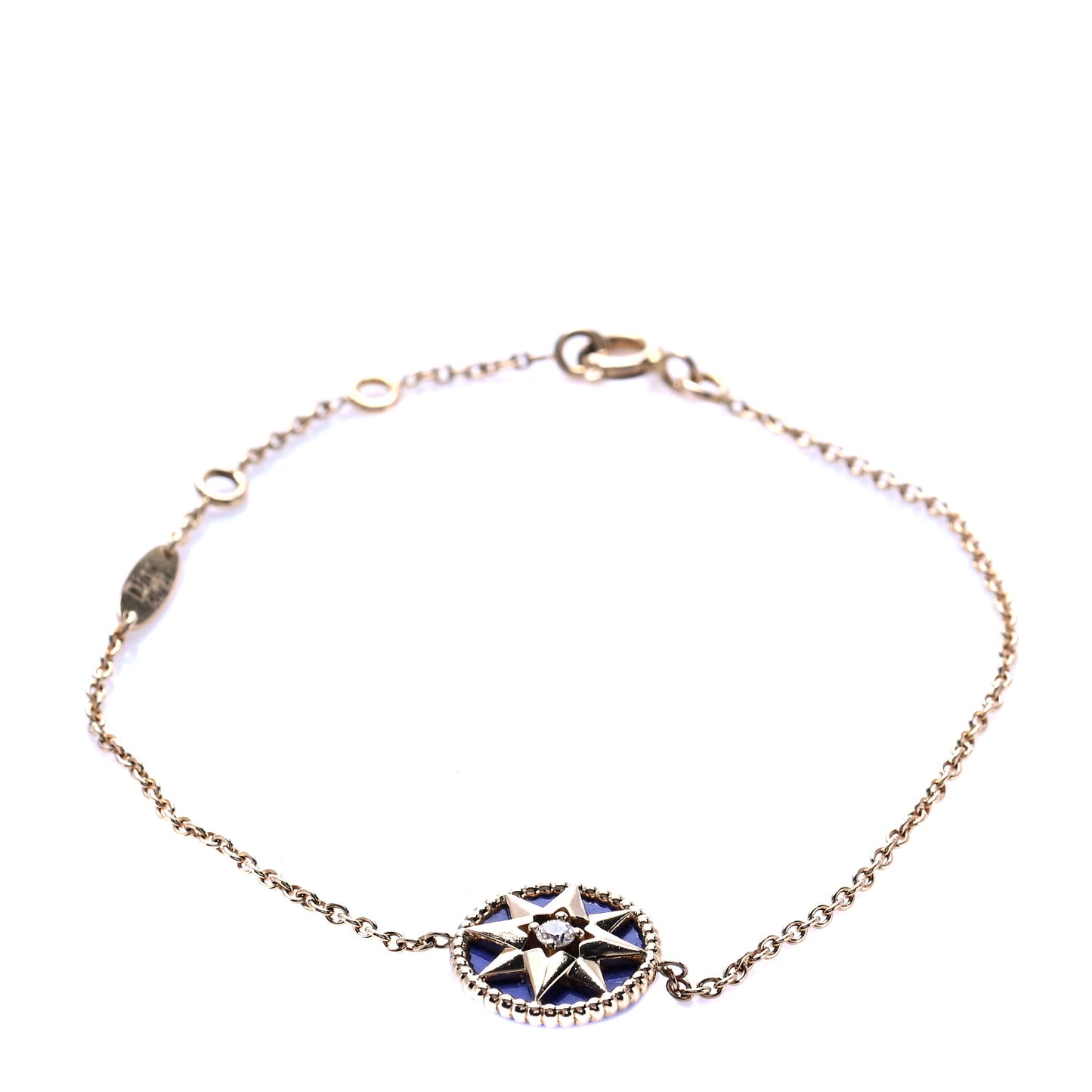 18K Yellow Gold Lapis Lazuli Diamond Rose Des Vents Bracelet