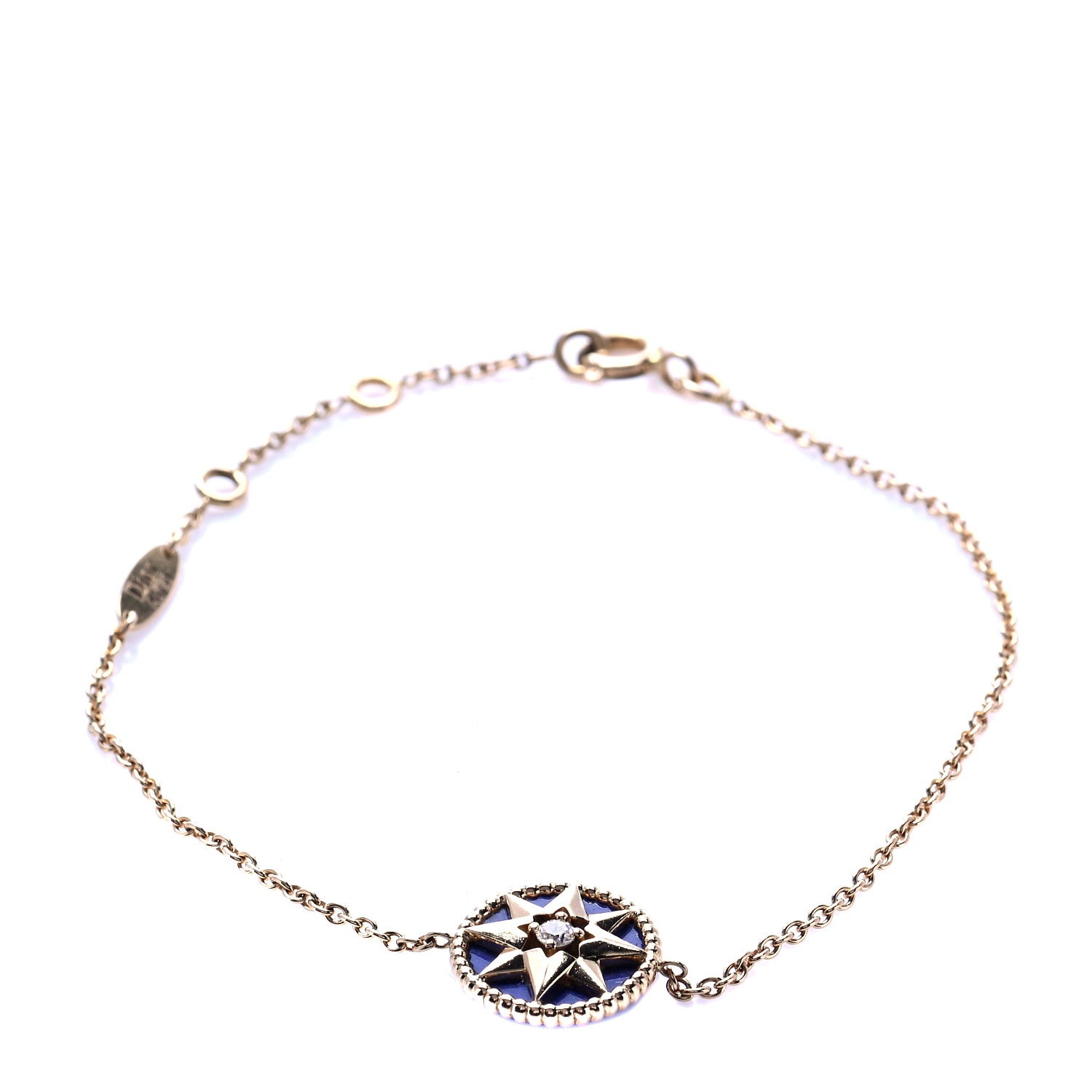 Christian Dior 18K Yellow Gold Lapis Lazuli Diamond Rose Des Vents Bracelet 1 of 8