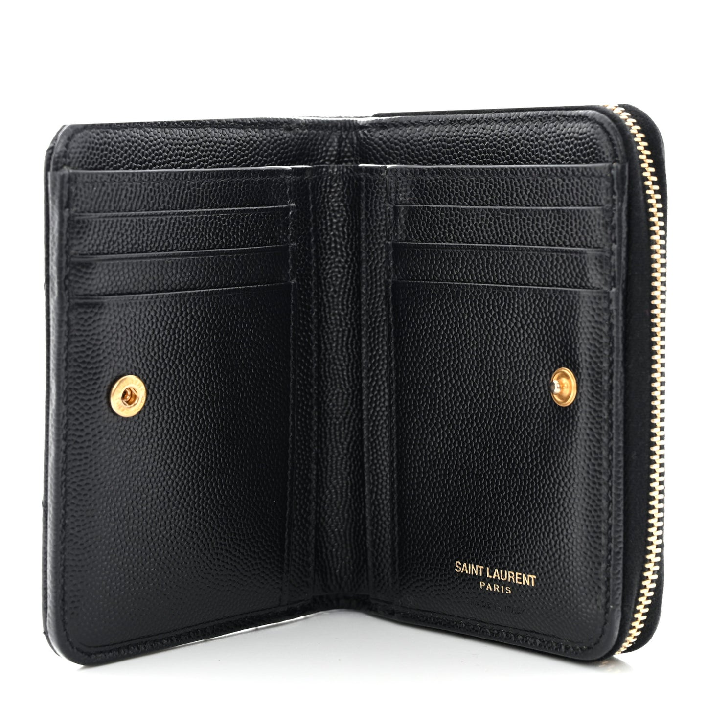Grain De Poudre Matelasse Chevron Monogram Compact Zip Around Wallet Black
