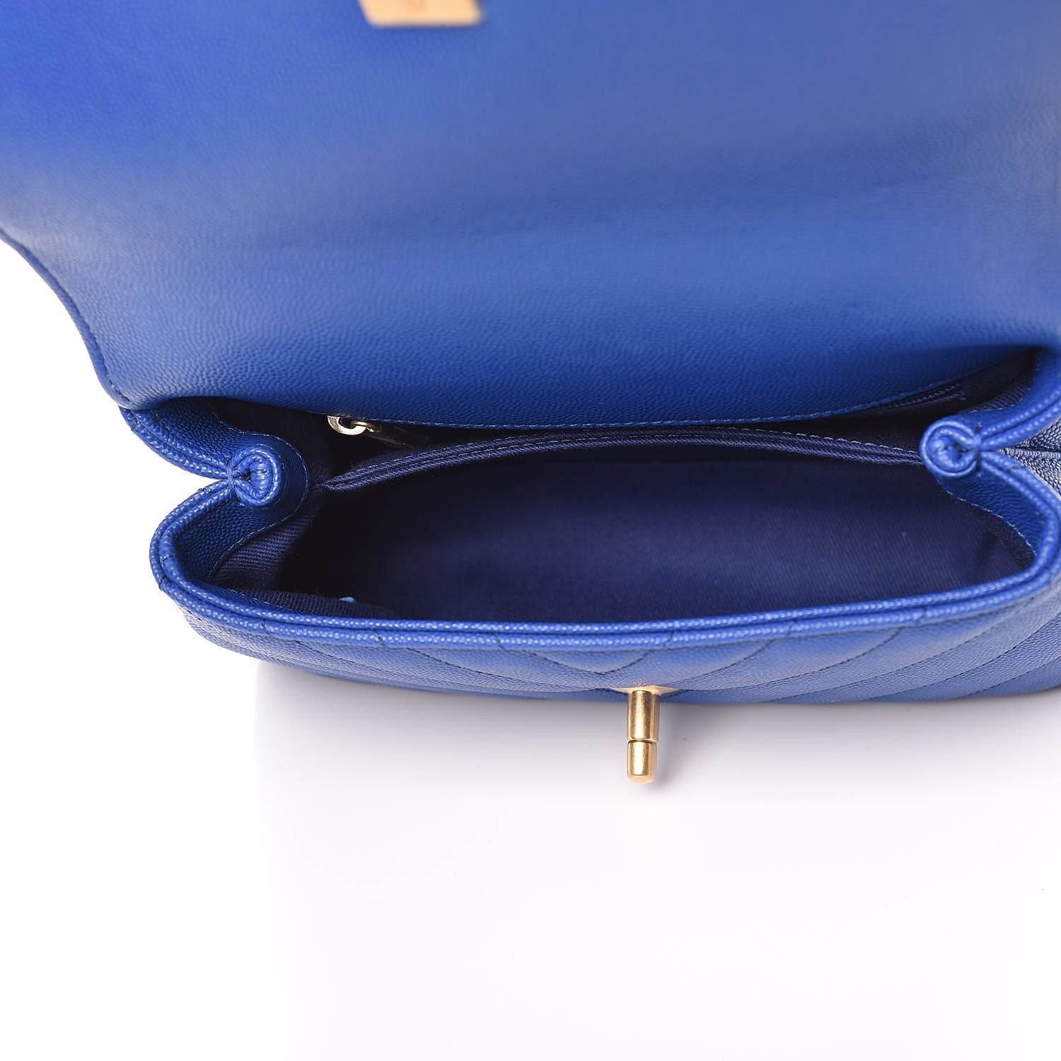 Chanel Caviar Chevron Quilted Mini Coco Handle Flap Blue 7 of 10