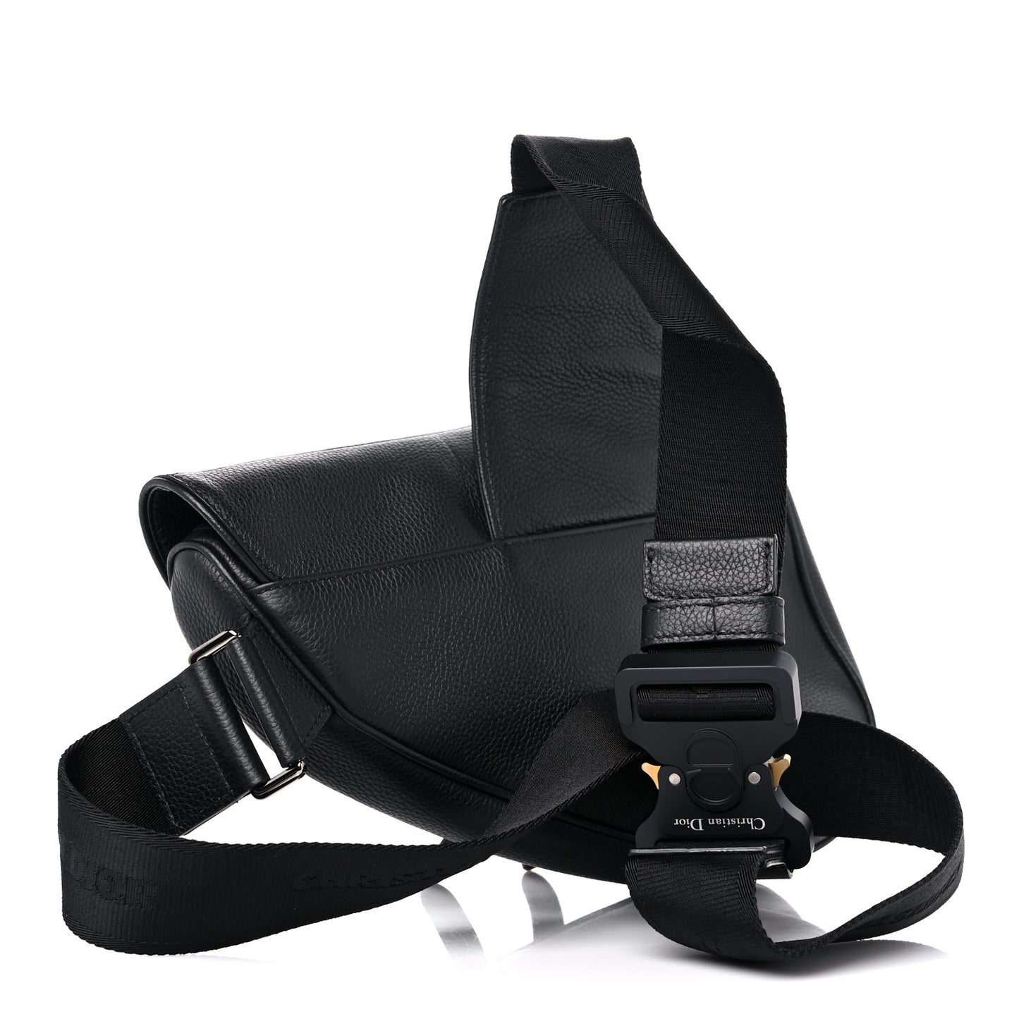 X SHAWN STUSSY Grained Calfskin Saddle Bag Black