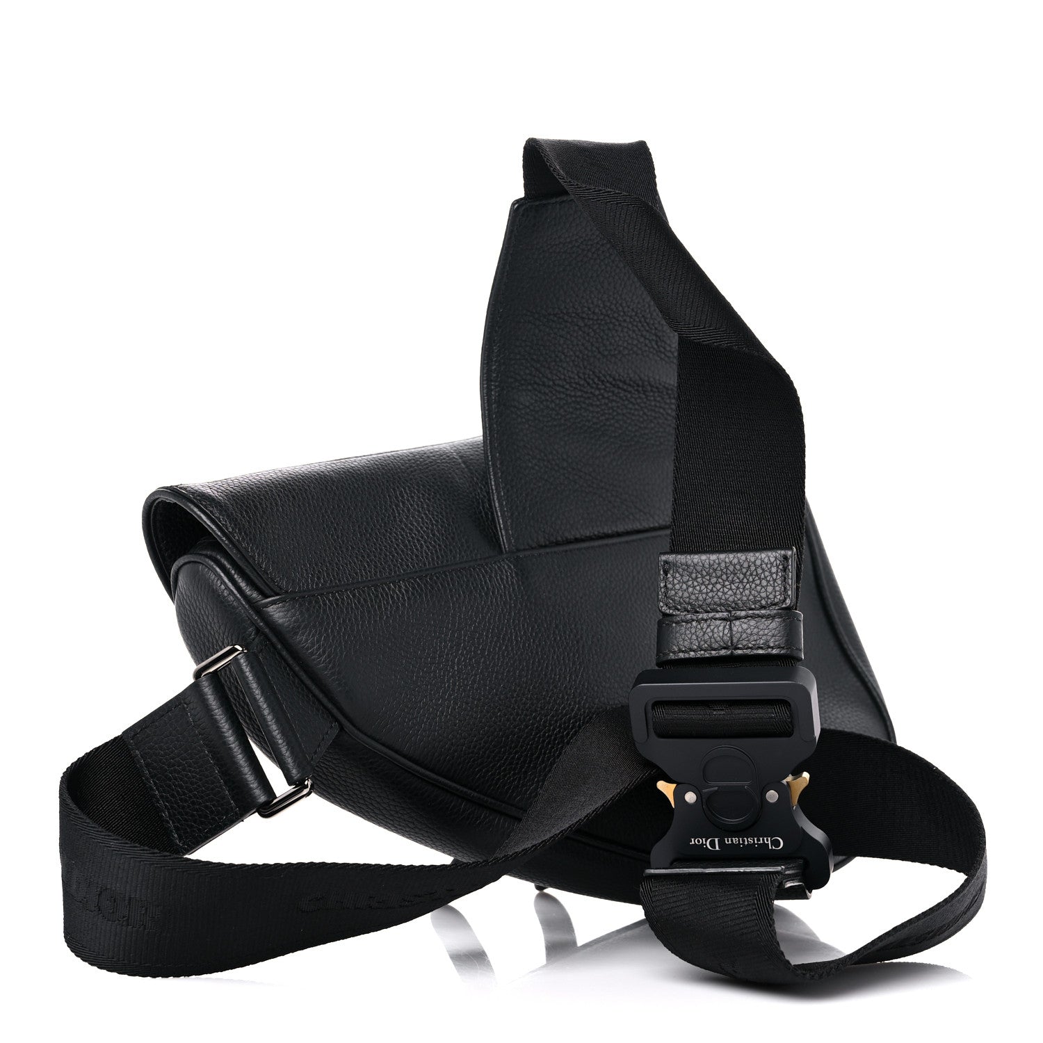 Christian Dior X SHAWN STUSSY Grained Calfskin Saddle Bag Black 3 of 9