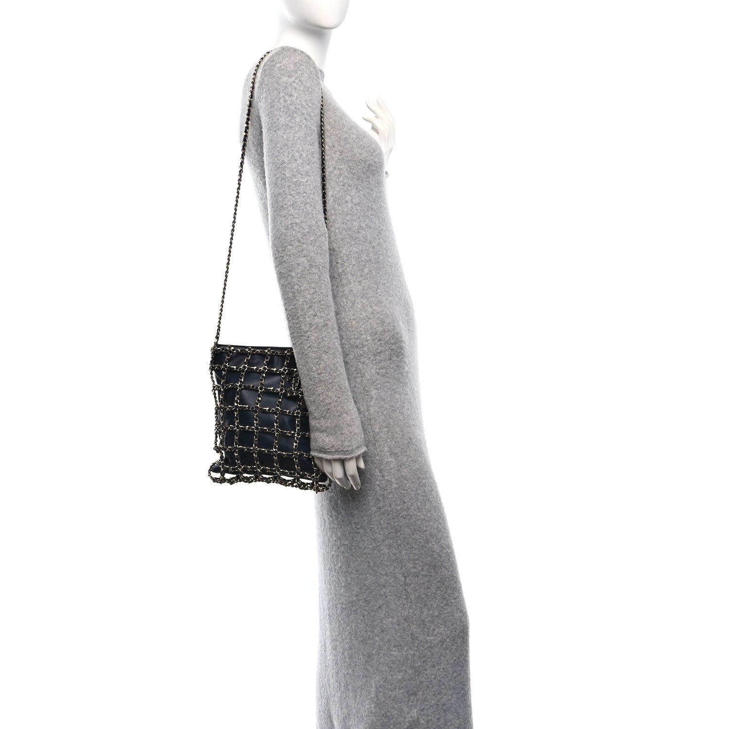 Chanel Lambskin Shopping Chain Tote Navy 2 of 10