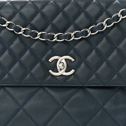 Chanel Calfskin Quilted In The Business Flap Dark Navy Blue 8 of 11