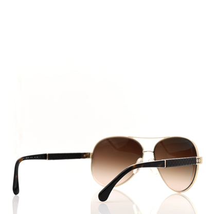 Chanel Lambskin Quilted CC Aviator Sunglasses 4195-Q Brown Gold 4 of 7