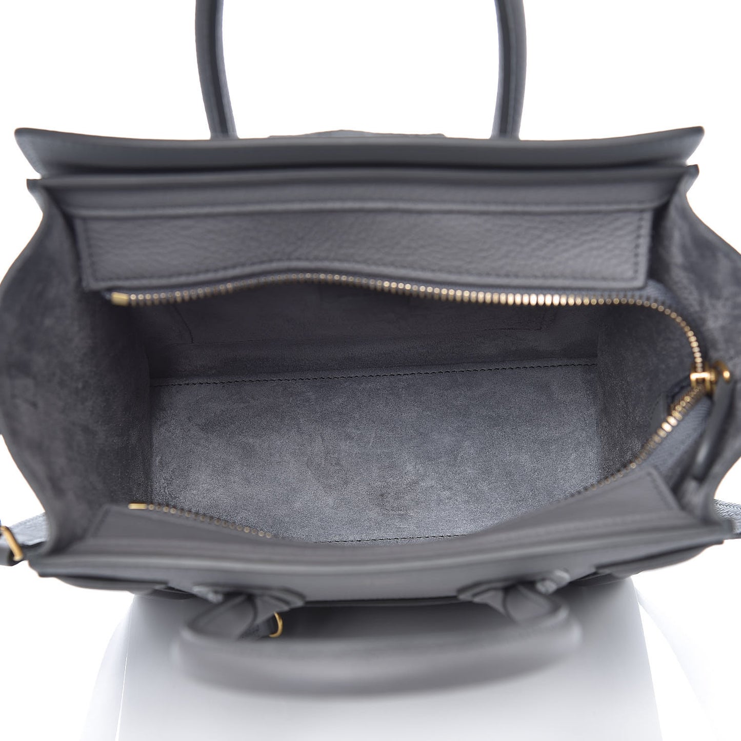 Drummed Calfskin Nano Luggage Kohl