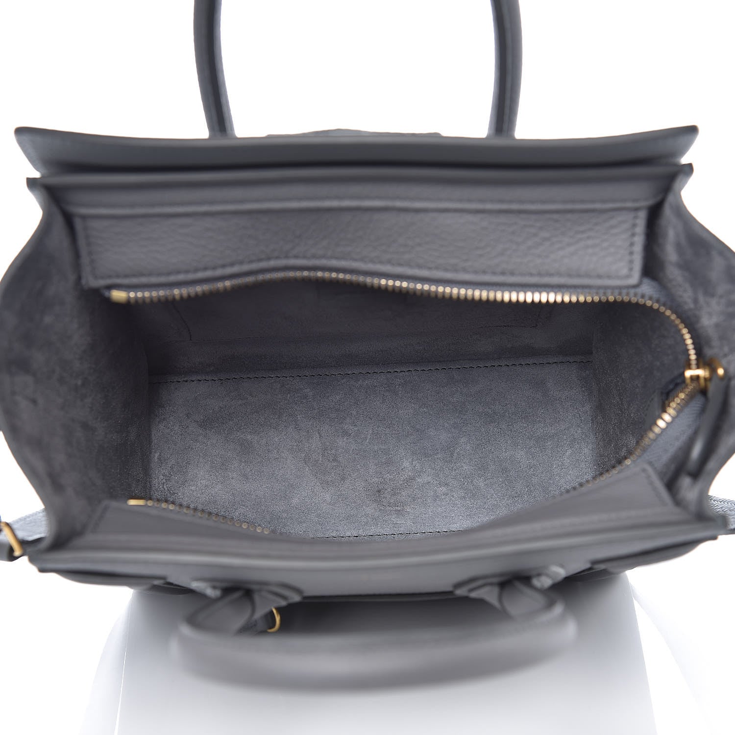 Celine Drummed Calfskin Nano Luggage Kohl 5 of 10