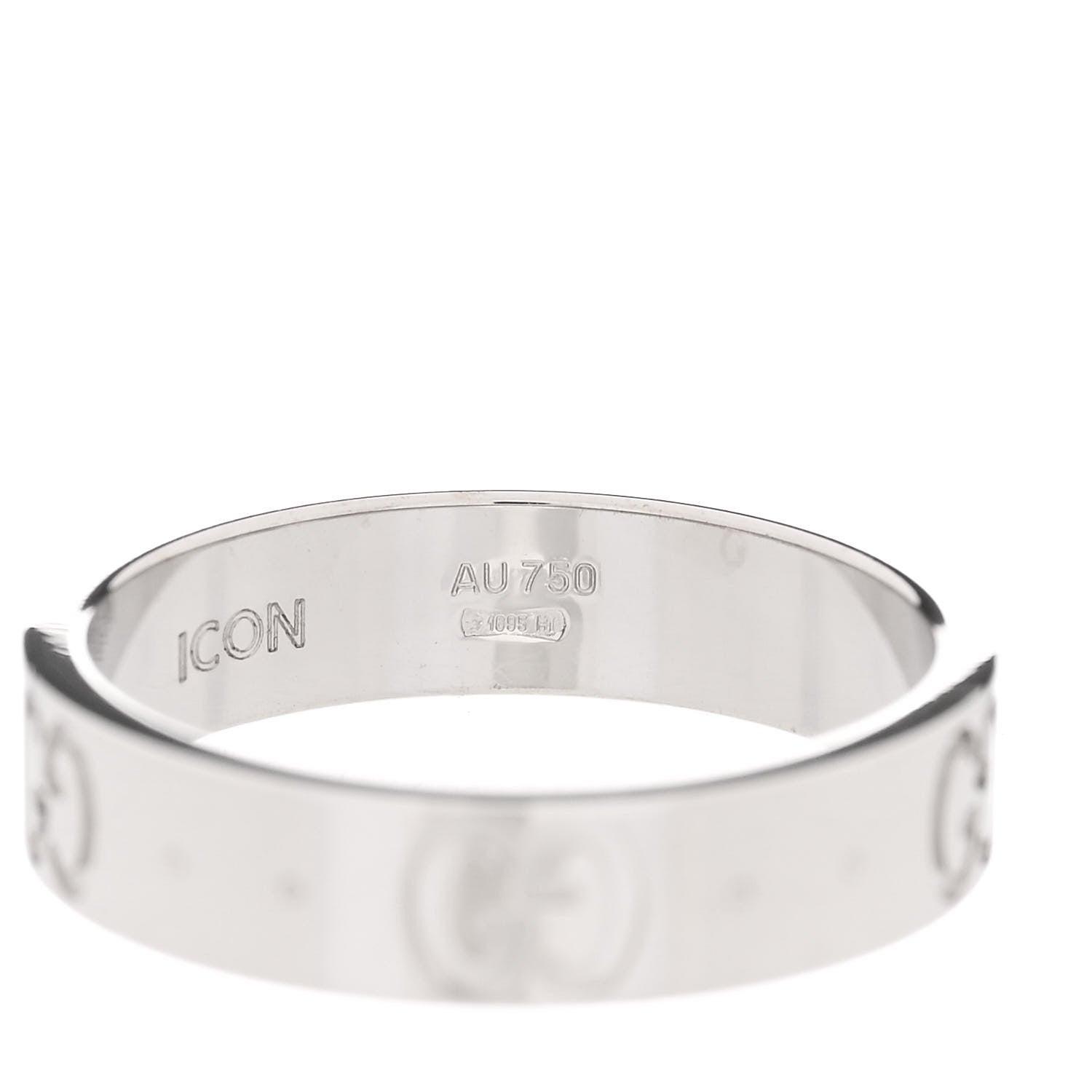 Gucci 18K White Gold 4mm Icon Thin Band Ring 48 4.5 4 of 5