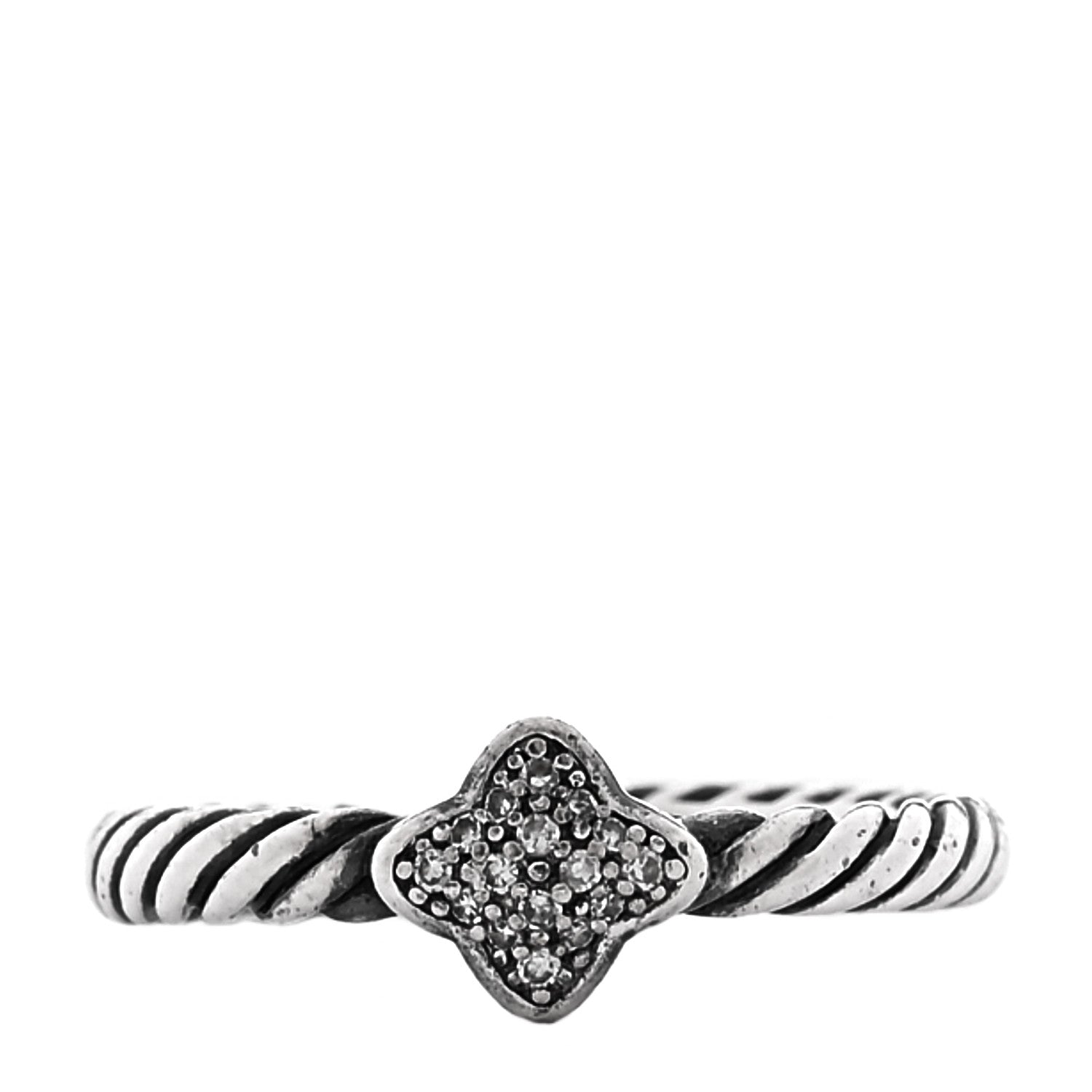 David Yurman Sterling Silver Diamond Quatrefoil Ring 49 5 1 of 4