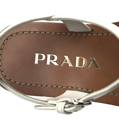Prada Saffiano Silk Tie Slingback Flat Thong Sandals 36 White 9 of 15