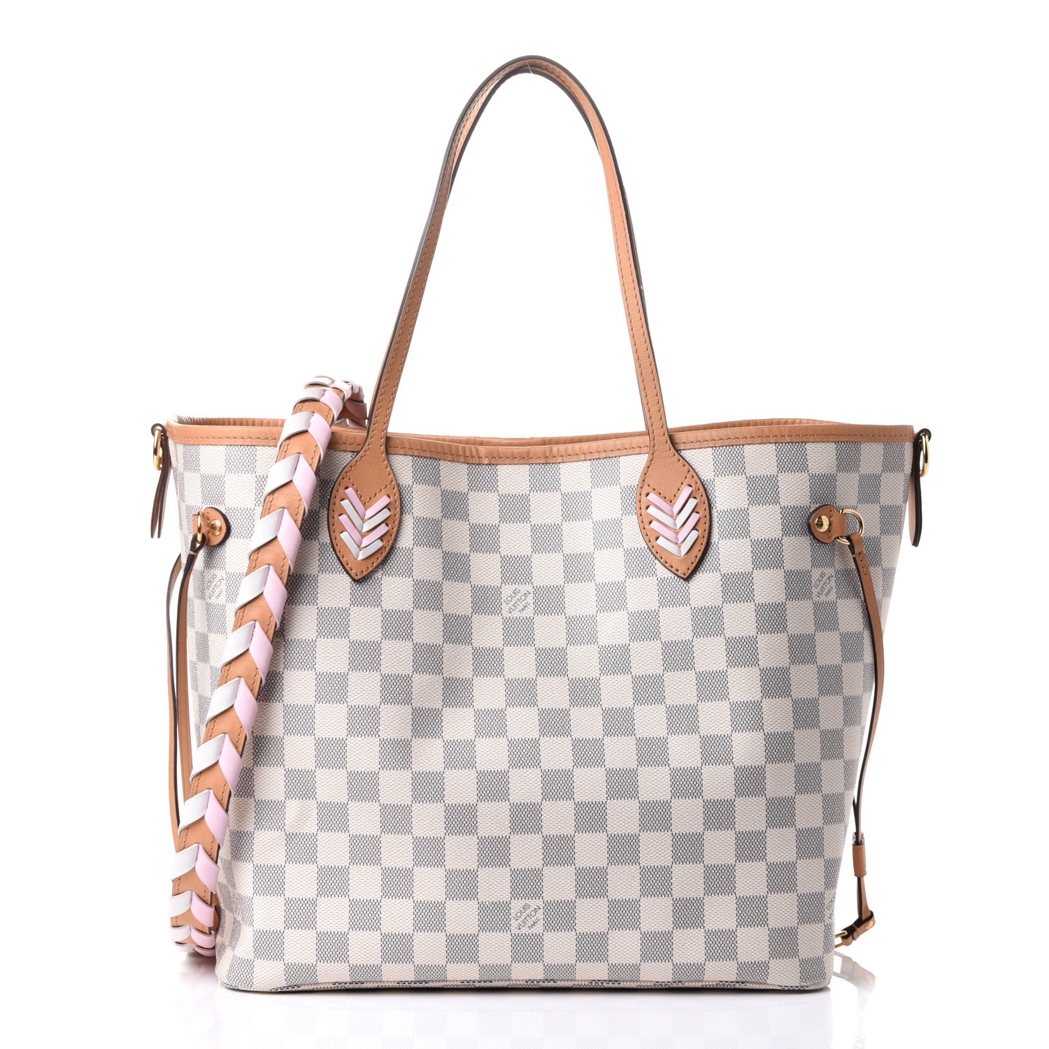 Louis Vuitton Damier Azur Braided Neverfull MM Pink 1 of 11