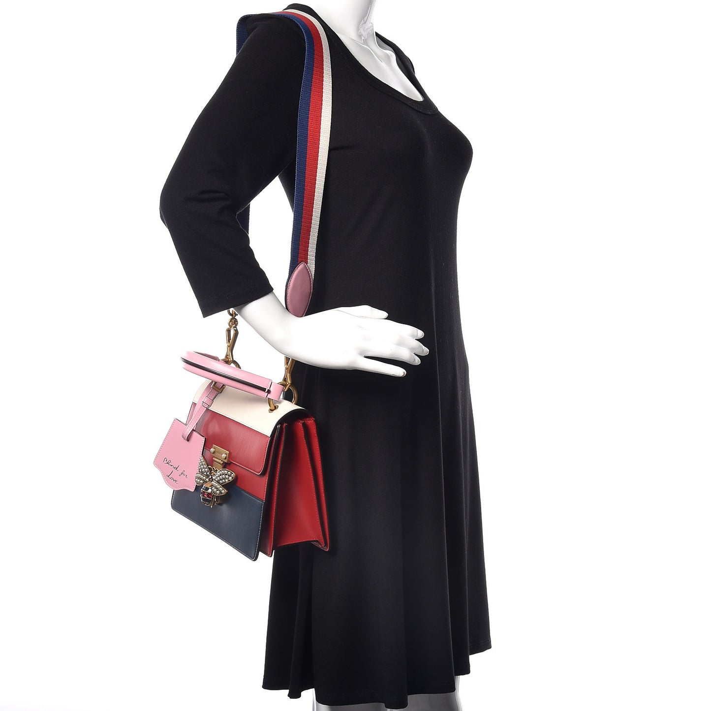 Calfskin Sylvie Web Small Queen Margaret Top Handle Bag Blue Agata Hibiscus Red Mystic White Sugar Pink