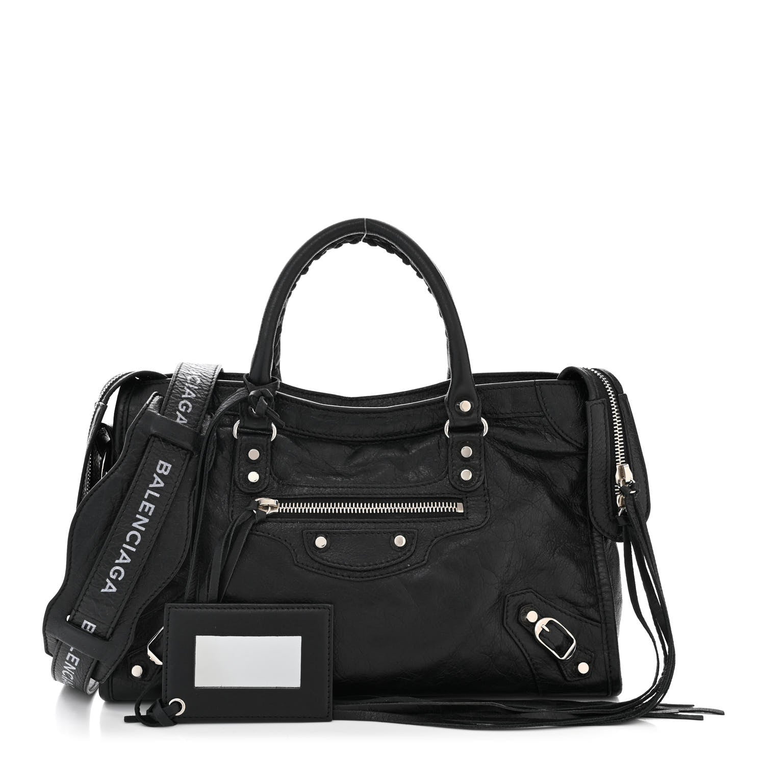 Balenciaga Agneau Classic Silver Hardware S City Logo Strap Black 1 of 13