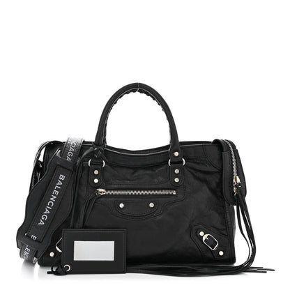 Balenciaga Agneau Classic Silver Hardware S City Logo Strap Black 1 of 13