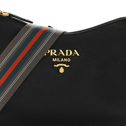Prada Vitello Phenix Zippered Messenger Hobo Black 8 of 16