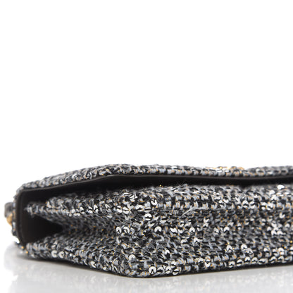 Chanel Sequin Quilted Chanel 19 Wallet On Chain WOC Silver 6 of 12