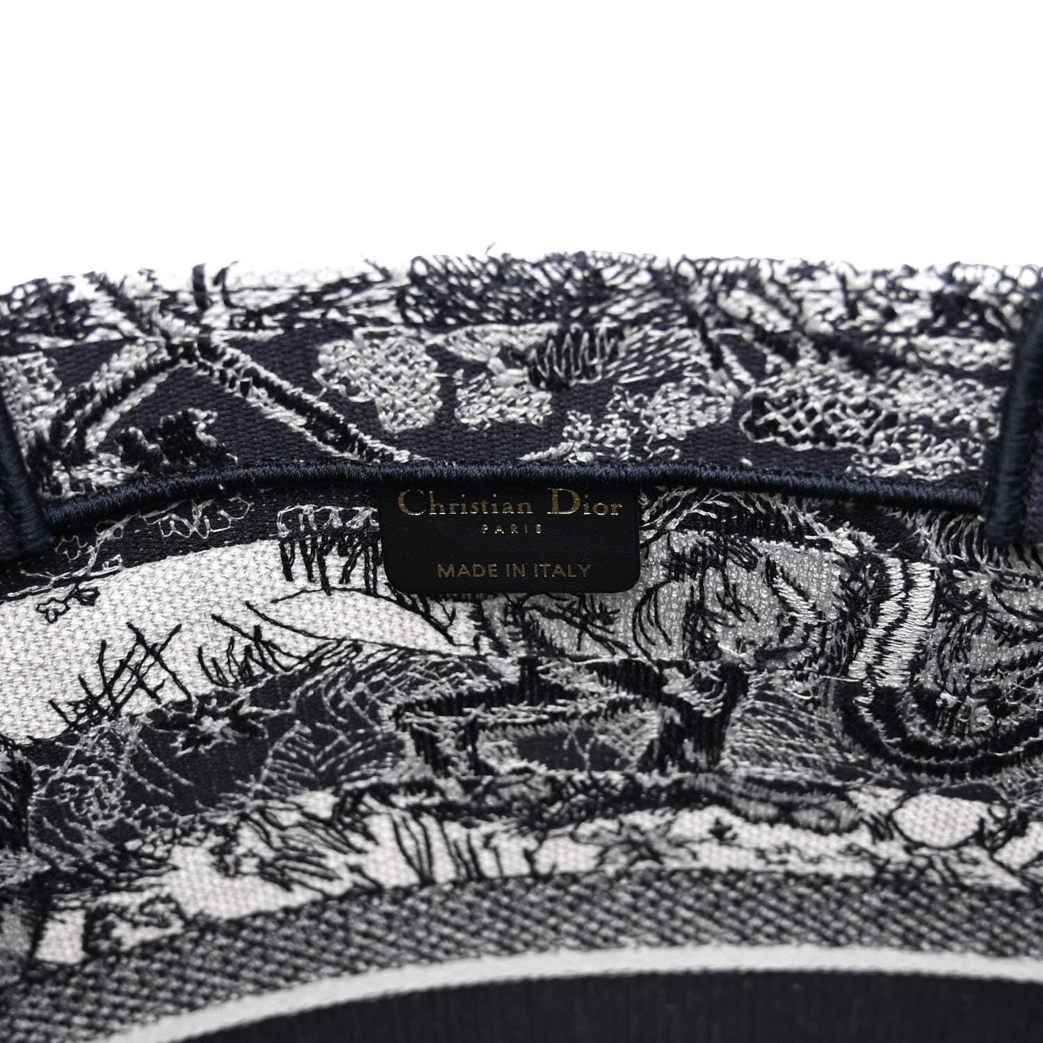 Christian Dior Canvas Embroidered Large Dioriviera Reverse Striped Toile De Jouy Book Tote Blue White 6 of 9
