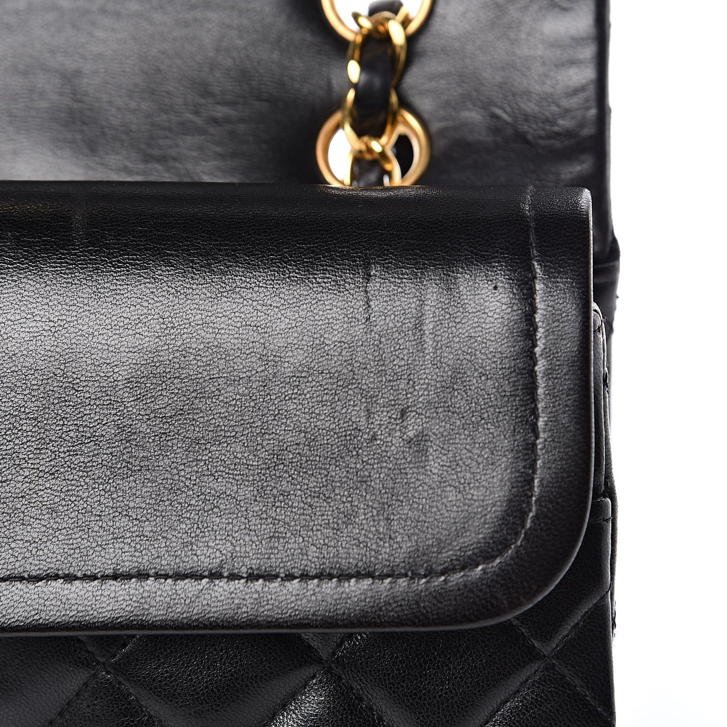 Lambskin Quilted Medium Double Flap Black