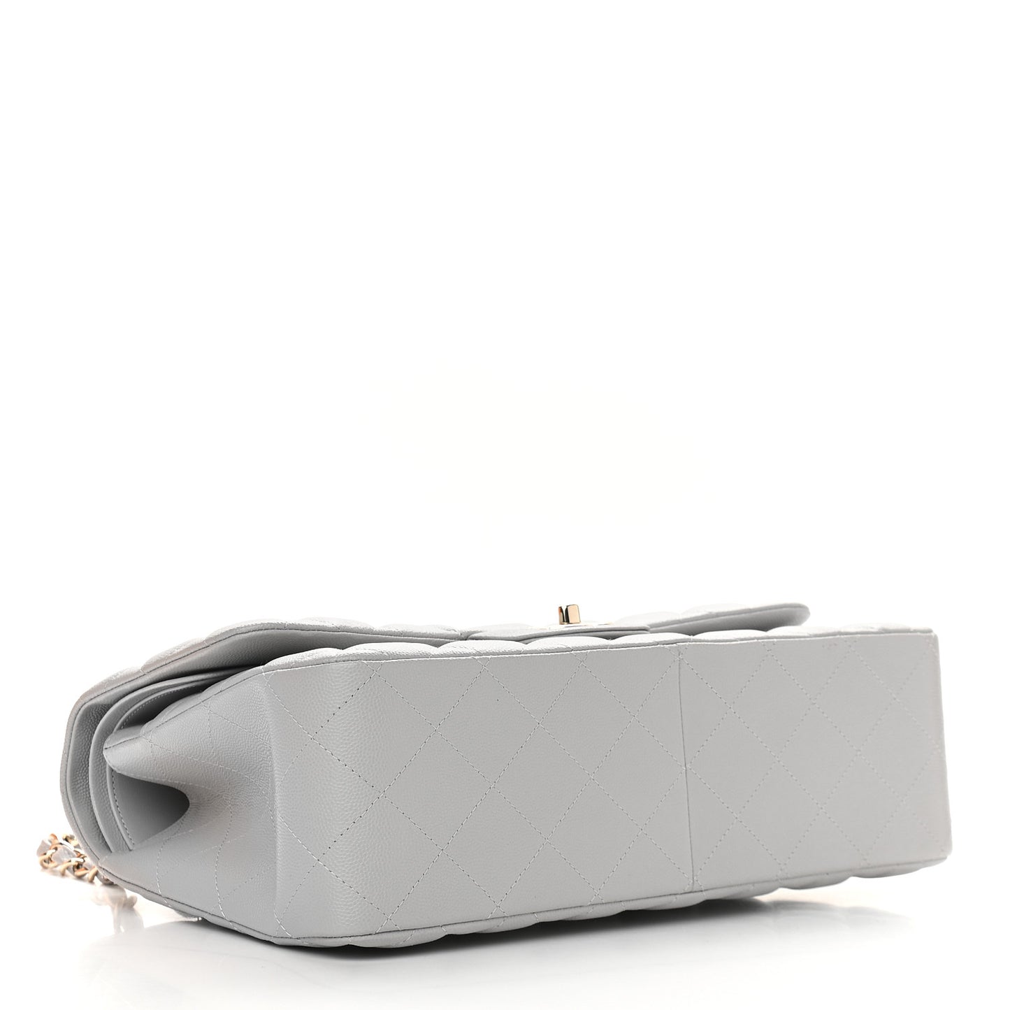 Caviar Quilted Jumbo Double Flap Grey
