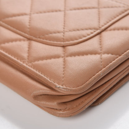Chanel Lambskin Quilted Wallet on Chain WOC Dark Beige 16 of 17