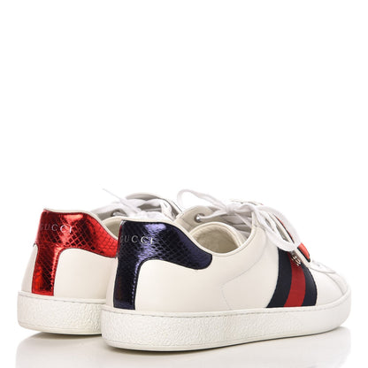 Gucci Calfskin Ayers Web Blind for Love Embroidered Mens Ace Sneakers 10 White 4 of 10