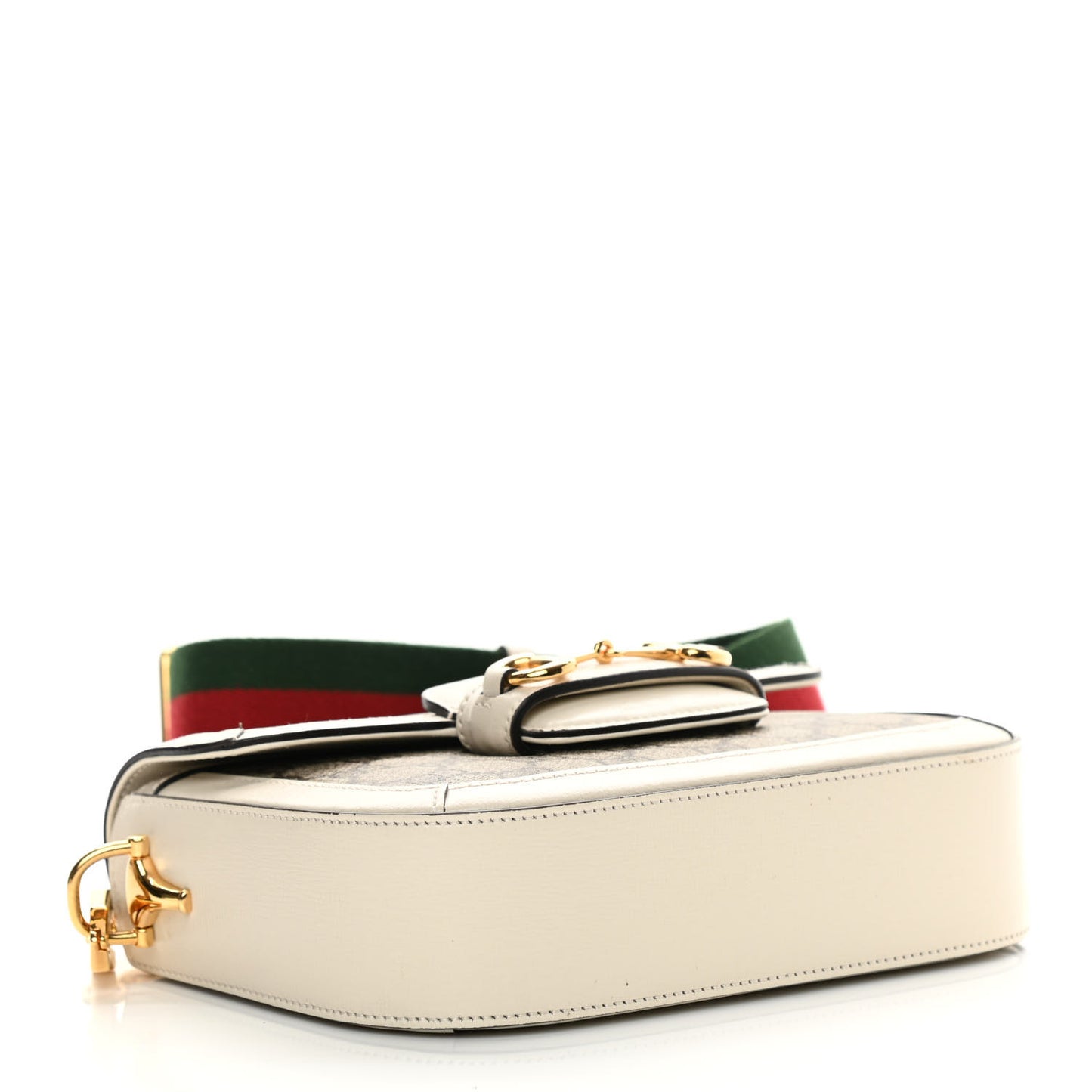 GG Supreme Monogram Web Mini Horsebit 1955 Shoulder Bag Beige Mystic White