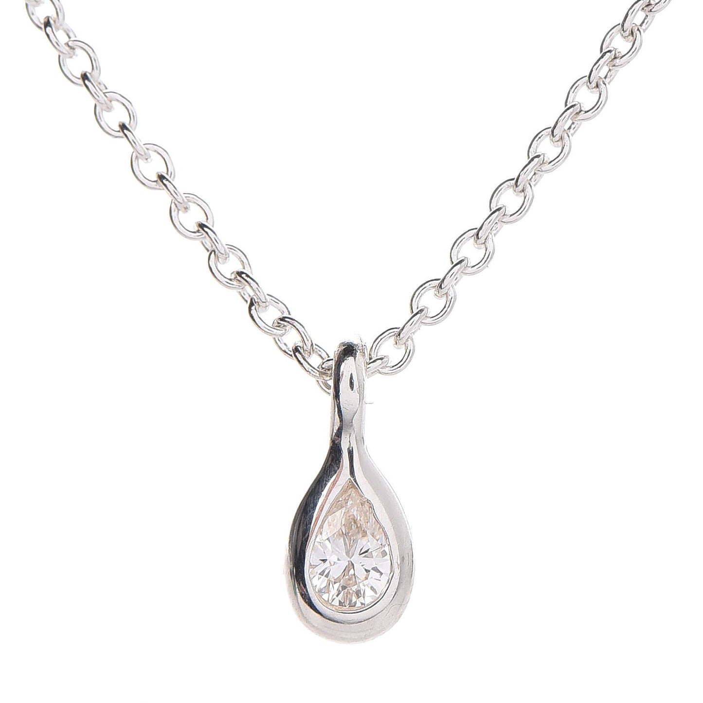 Sterling Silver Diamond .07ct Elsa Peretti Pear Shape Diamonds by the Yard Pear-Shaped Pendant Necklace