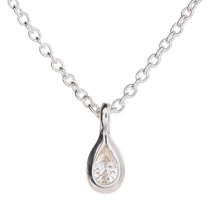 Tiffany Sterling Silver Diamond .07ct Elsa Peretti Pear Shape Diamonds by the Yard Pear-Shaped Pendant Necklace 4 of 9