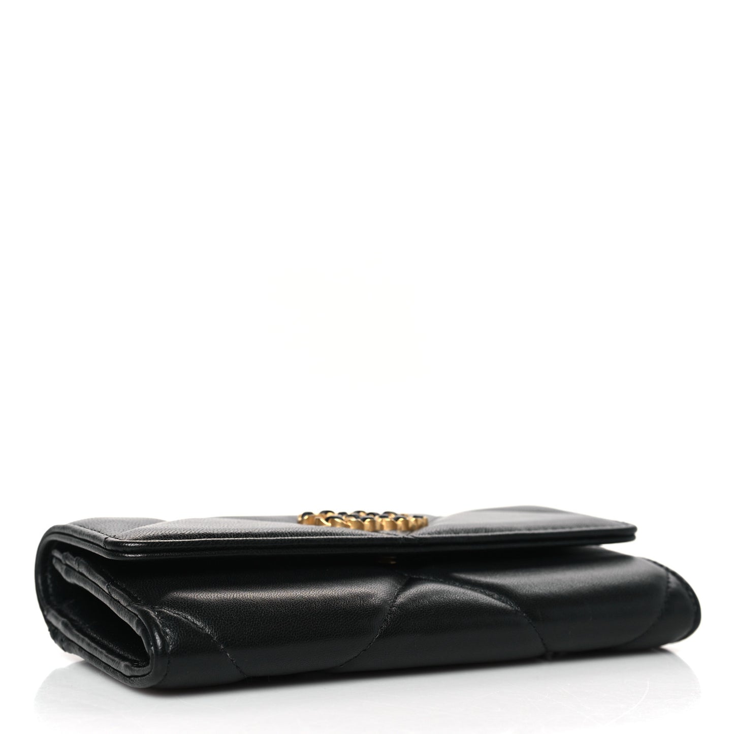 Lambskin Quilted Chanel 19 Flap Wallet Black