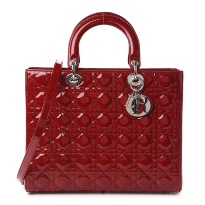 Christian Dior Patent Cannage Large Lady Dior Red 1 of 11
