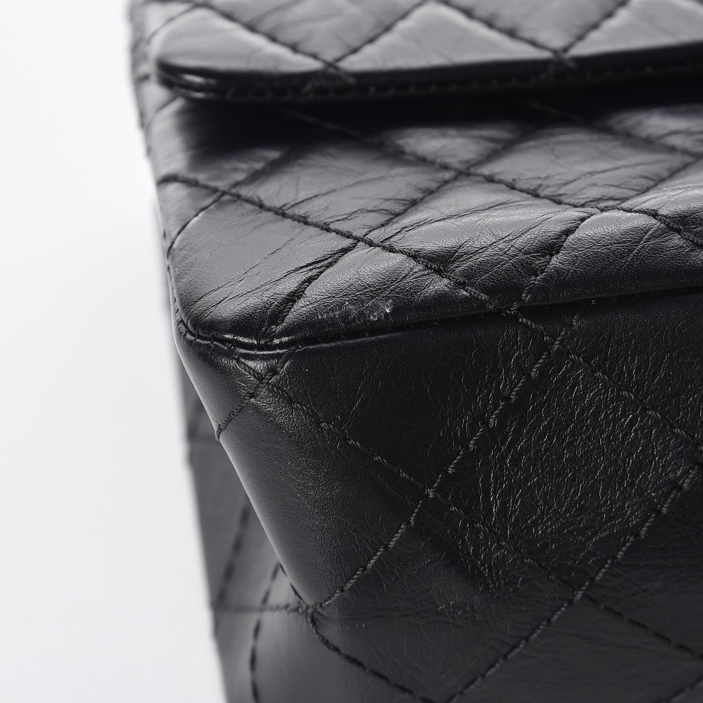 Aged Calfskin Quilted 2.55 Reissue 225 Flap Black