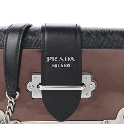 Prada Metallic Vitello Saffiano Cahier Bag Cammeo Black 9 of 9