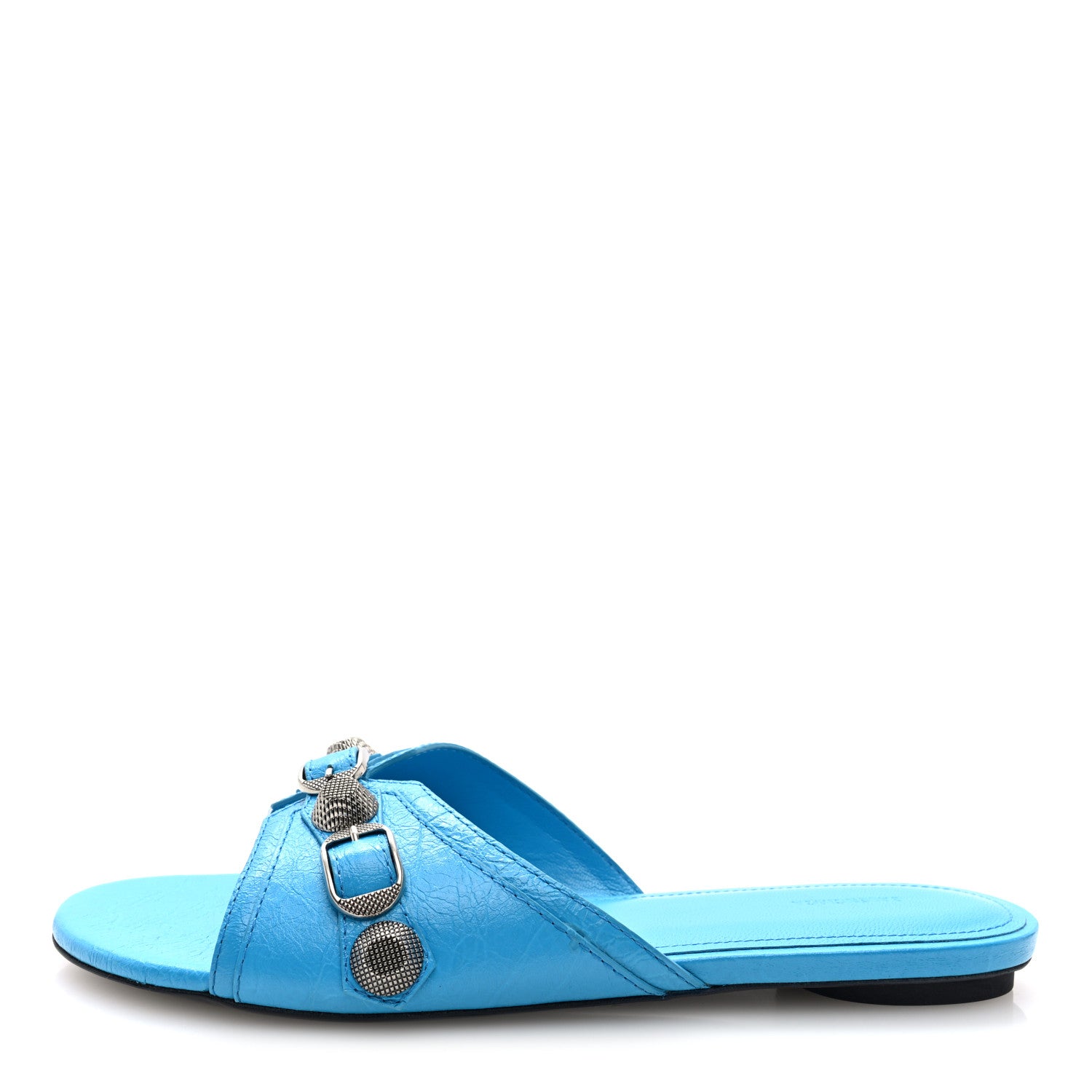 Balenciaga Agneau Arena Cagole Flat Sandals 38.5 Cyan 1 of 9