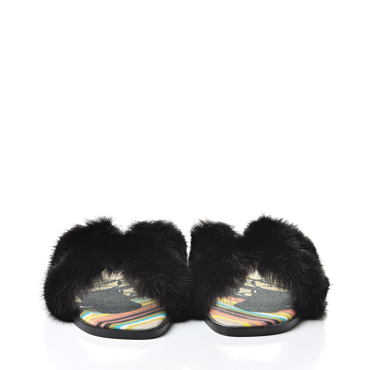 Mink Fur Sandals 39 Black
